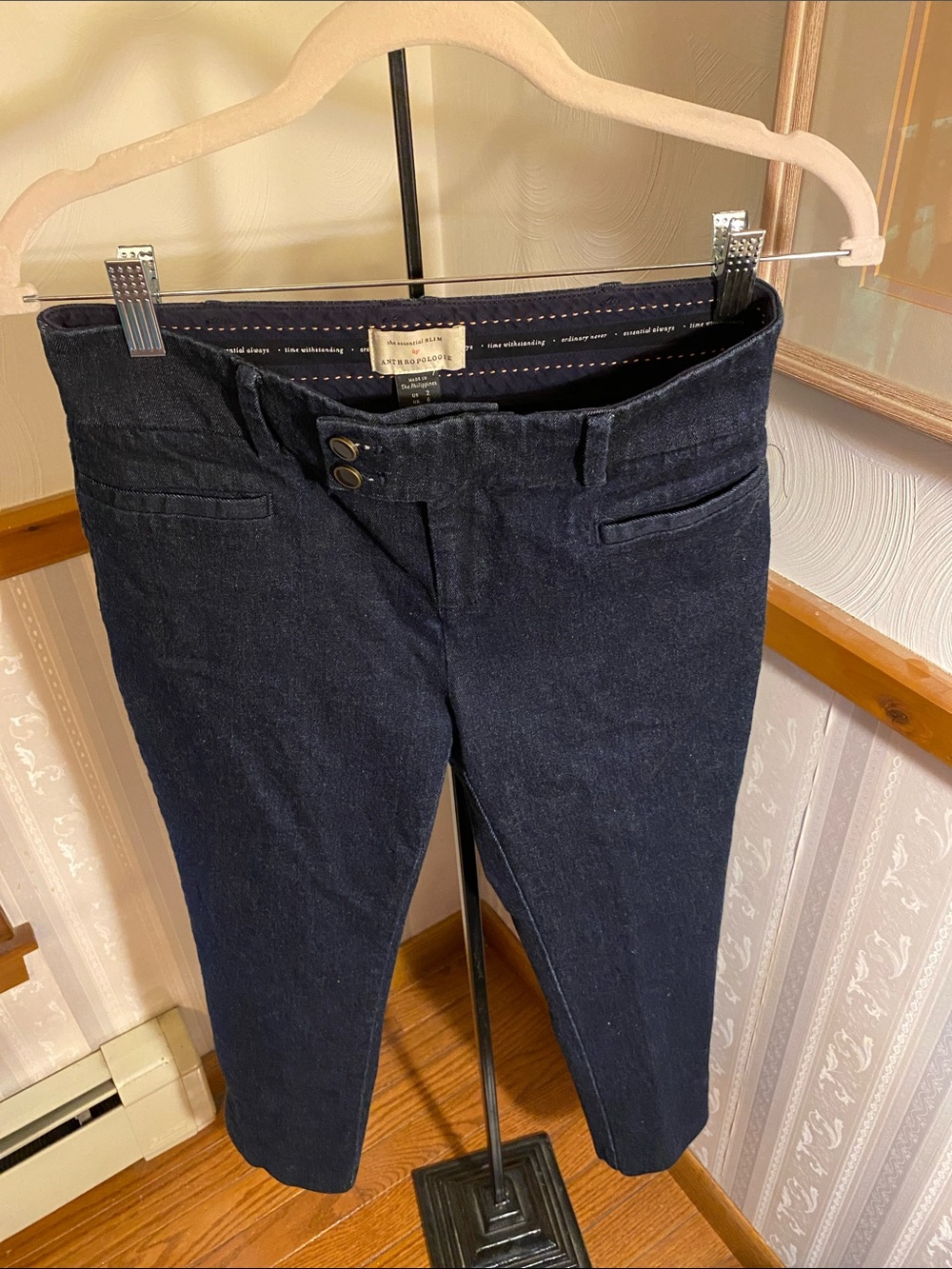 Anthropologie Navy Cropped Slim Jeans